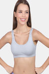 Lady Lyka Cotton Lycra Sports Bra - Light Grey — thumbnail 1